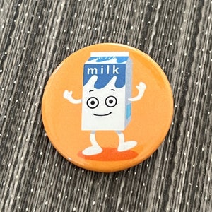 BLUR MILKY Milk Carton 1.25" Coffee & TV Button Pin Badge