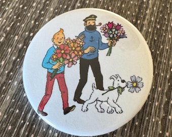 TINTIN SNOWY HADDOCK 1.50" Pin Button Badge Adventures of Tintin