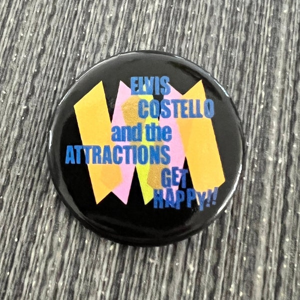 ELVIS COSTELLO & The ATTRACTIONS 1.25" Get Happy! Pin Badge Button