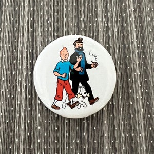 TINTIN SNOWY & HADDOCK 1.25&quot; Pin Button Badge Adventures of Tintin Milou