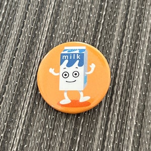 BLUR MILKY Milk Carton 1.25" Coffee & TV Button Pin Badge