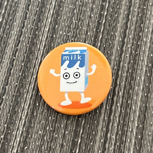 BLUR MILKY Milk Carton 1.25" Coffee & TV Button Pin Badge