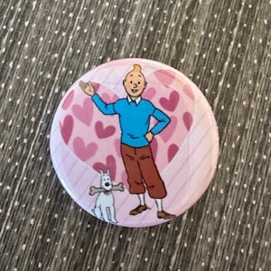 TINTIN & SNOWY 1.25&quot; Pin Button Badge Adventures of Tintin Milou