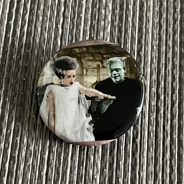 BRIDE & FRANKENSTEIN 1.25" Pin Badge Button