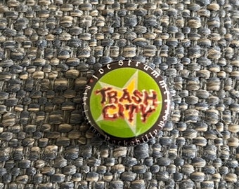 TRASH CITY Button Pin 1" Badge