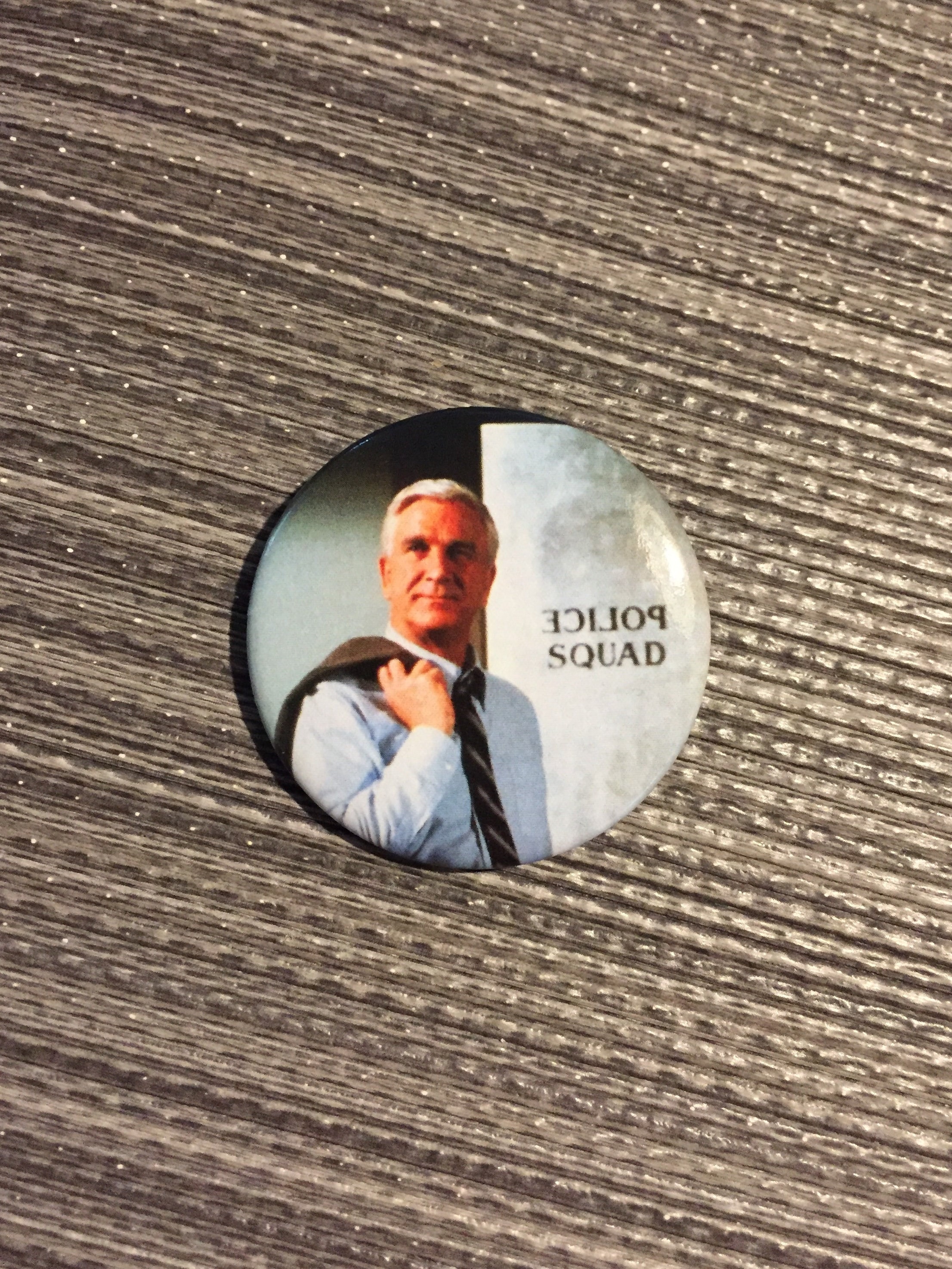 FRANK DREBIN 1.50" Button Pin Badge Leslie Nielsen Naked Gun Police Squad