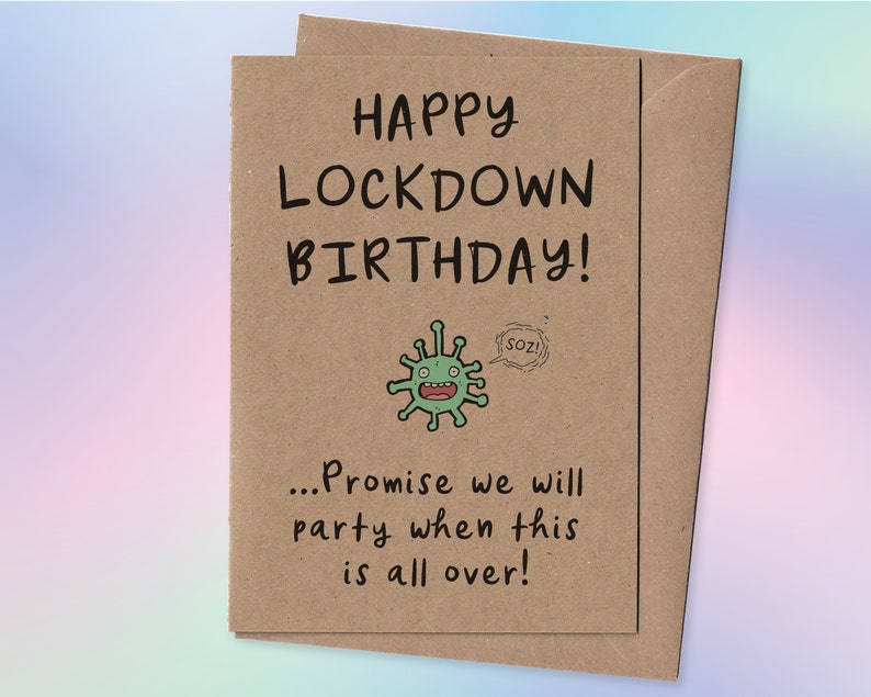 Lockdown Birthday Card Happy Lockdown Birthday Card Virus Etsy