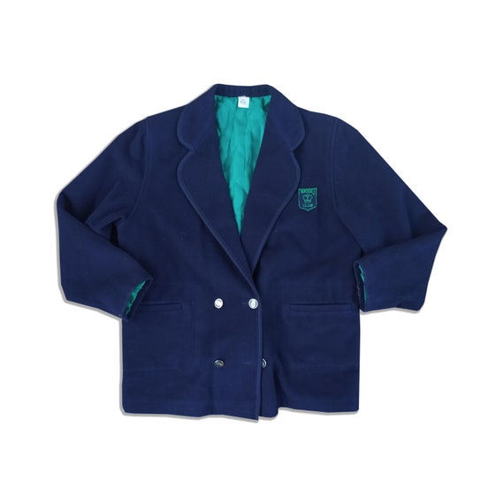 70s Elegant Wool Loden Jacket, Vintage Wool Blazer Jacket, Designer Vintage Jacket, Elegant Vintage Jacket Large Blue