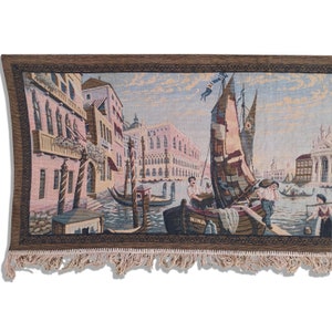 Vintage Venice Tapestry Goblen, Italy Wall Hanging 50s, Dorsoduro Venezia, Carpet Home Decor, Antique Gift Aubusson, Christmas Home Gifts