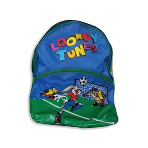 Mochila vintage de Looney Tunes de 1997 en stock, bolso de dibujos animados de los 90, mochila de fútbol de Looney Tunes para hombres y mujeres, riñonera de Looney Tunes de la vieja escuela