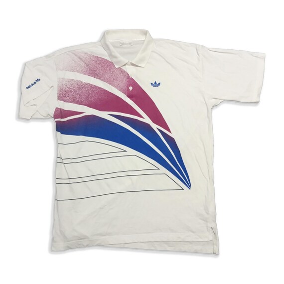 RARE Adidas Vintage Stefan Edberg T shirt 90s Adidas Tennis Top Embroidered Logo Large Polo D52 F5 Short Sleeve Streetwear Etsy