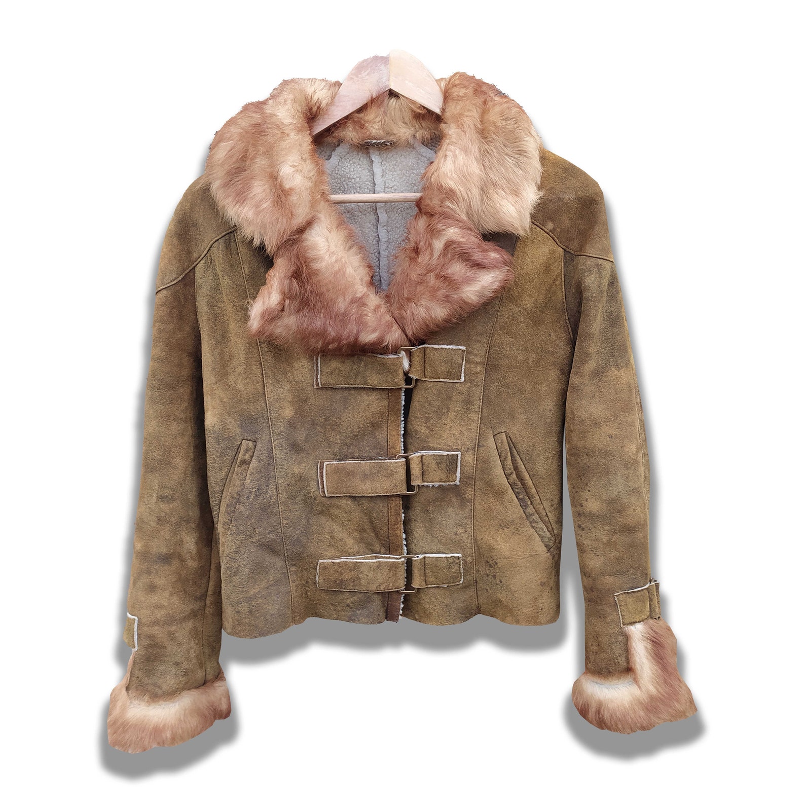 Vintage Shearling Jacket Fur Trim Sheepskin Size S Women Coat | Etsy