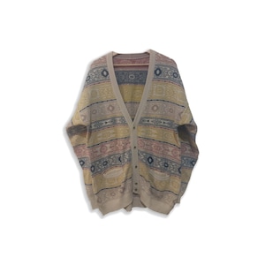 Vintage Rainbow Abstract Cardigan, 80s Hippie Cardigan, Boho Cardigan Vintage, Hippie Strickjacke, Psy Cardigan Jacket, Large Cardigan