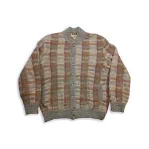 Vintage Knitwear Cardigan, Indie Style 90s Cardigan, Pure Wool Cardigan, Boho Hippie Jacket, Large Unisex Wool Cardigan
