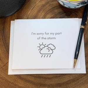 Tarjeta de disculpa romántica, lo siento por mi parte de la tormenta. Todavía y siempre tendrás todo mi corazón, esposo, esposa, novio, novia.