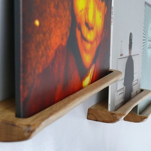 Vinyl record shelf wall mount wooden strip record holder vinyl shelf - curved edge