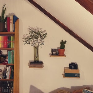 Wall shelf bookcase shelf board rustic wood with tree edge