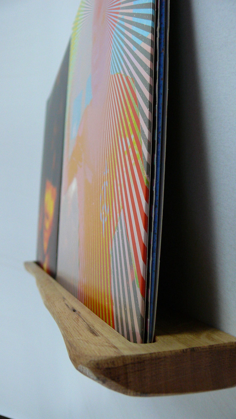 Vinyl wall mount double record strip shelf wooden strip vinyl shelf record holder