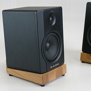 Speaker stands, pair, oak wood, custom made