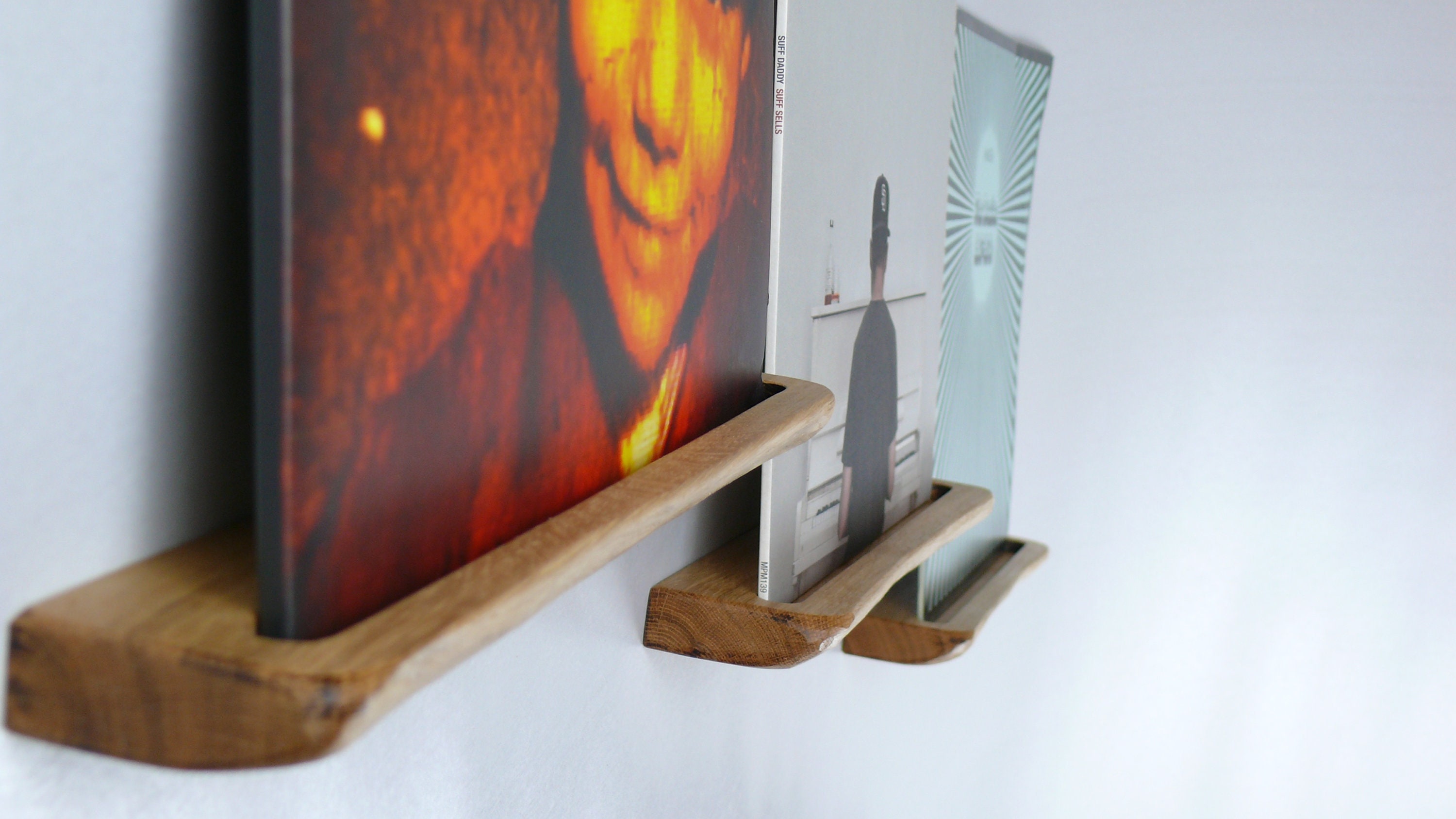 Axeman Vinyl-Schallplattenregal Aus Holz - 4er Set Wandregal Für LPs & CDs, Schwebende Albumhalter Für Wanddisplay