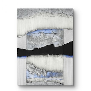 14.5 x 19.9 cm arte originale, collage art, monocromatico blu nero bianco, piccola arte, arte contemporanea, regalo unico, regalo di nozze