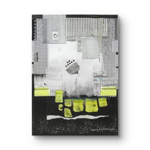 Formato A4 21 x 29,7 cm collage su carta - tecnica mista astratta floreale arte per la casa