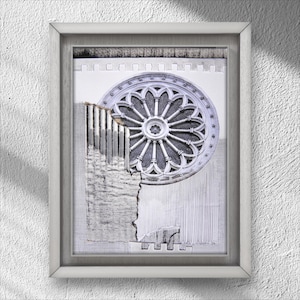 10.5 x 14 cm collage art, mixed media art, wall art, grigio, arte riciclata, regalo per la casa, arte monocromatica, arte strutturata