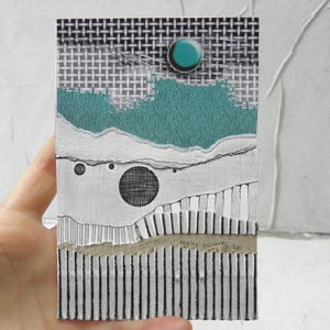 Opera d'arte originale 10x15 cm Tecnica mista, Collage astratto Paesaggio verde