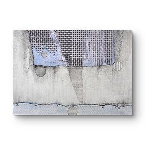 21x15 cm mixed media art, arte monocromatica, decorazione da parete, ornamento da parete, arte moderna, collage, grigio blu, per la casa
