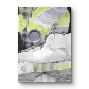 21 x 15 cm Collage moderno su carta con stampa digitale e originali, regalo fatto a mano per la casa, bianco e nero fluorescente