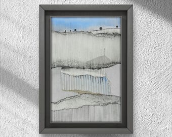 Collage abstracto original | Arte minimalista y meditativo para la pared | Obra de técnica mixta sobre papel