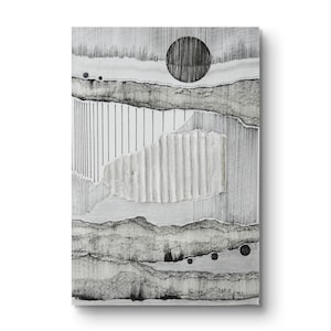 10 x 15 cm  collage arte originale, collage arte astratta, monocromatica bianco nero, paesaggio moderno, collage tecnica mista, geometrica