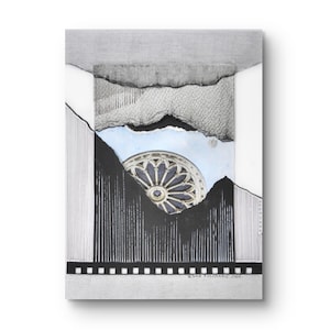 14.5 x 19.8 cm arte originale, collage, decorazione per la casa, arazzo, rosone, religioso, piccolo regalo, per dottore, matrimonio