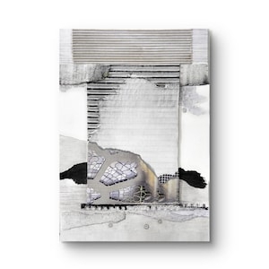 21 x 29.5 cm  collage originale, regalo della casa, decorazione da parete, arte moderna, regalo unico, grigio arte riciclata, contemporanea