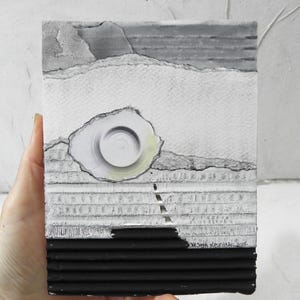 Collage originale 12,5x16 cm per la casa, Arte Astratta a Tecnica Mista su carta