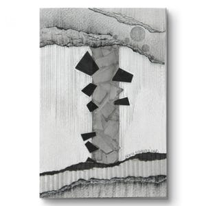 10 x 15 cm collage unico, piccola arte originale, arte mista su carta, regalo di inaugurazione della casa, bianco nero, arte conveniente