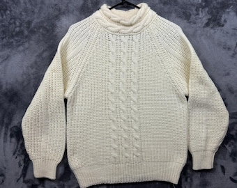 Suéter feminino The American Line Stefano Cable Knit, tamanho M, cor creme, excelente gola alta.