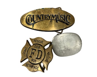 Baron Gürtelschnalle Lot Unisex OS Gold Silber Gute Country-Musik Fire Dept Messing
