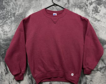 Russell Athletic Sweatshirt Mens L Maroon Excellent Vintage Crewneck Made in USA