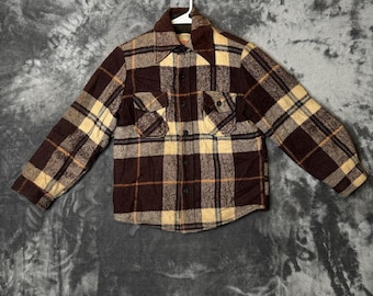 Vintage Put-On Shop Sears Sherpa Lined Button Down Long Sleeve Wool Size 14