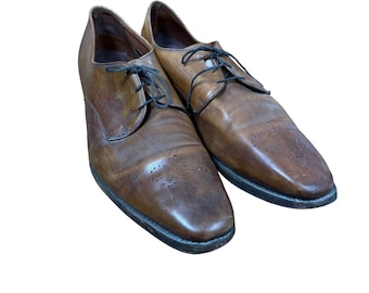 Zapatos Derby de cuero vintage para hombre, talla 10.5 D, color marrón, con cordones, estilo formal, modelo 1153