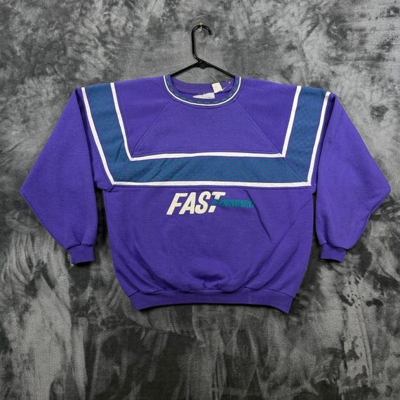 Unbranded Sweatshirt XL Purple Fast Forward Vintage 90s Checkerboard Graphic