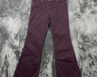 Samblancat Flare Pants Womens 30 Purple Excellent Retro Wide Leg Trousers