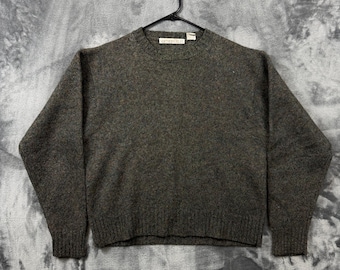 Jersey de punto de cuello redondo de lana virgen de buena calidad para hombre, talla grande, color verde, de las Islas del Norte (modelo 9163).