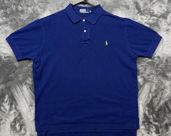 Polo Ralph Lauren Poloshirt Herren Größe L Blau Grün Pony Logo Kurzarm Piqué