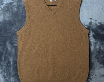 Gilet sans manches en laine d'agneau pour homme L.L. Bean, taille L (long), beige, marron