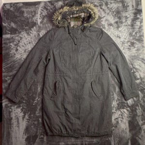 Vintage Y2K Mossimo Supply Co. Womens Jacket Plaid Lined Size XXL Faux Fur Hood