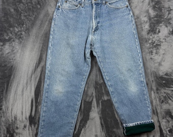L.L. Bean Jeans Damen 31 Blau Ausgezeichnete Fleece gefüttert Doppel L Gerades Bein