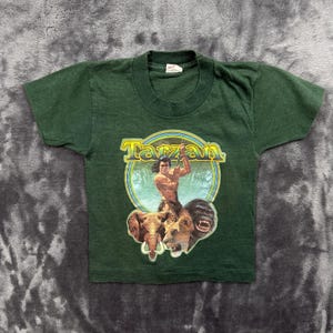 Underoos Tarzan Graphic T-Shirt Kids Size S 2-4 Green Vintage 1983-84 Jungle