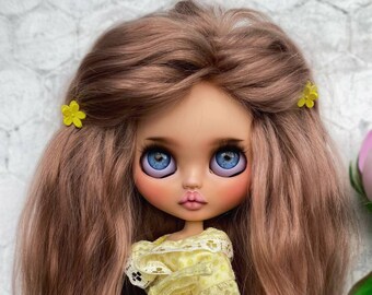 Ooak custom blythe doll, Blythe natural brown hair